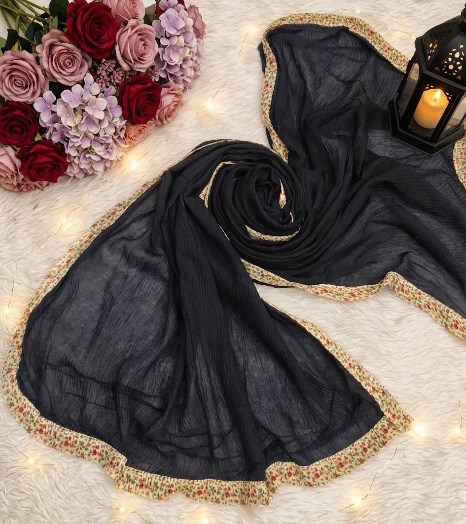 Midnight Elegance Crinkle Hijab