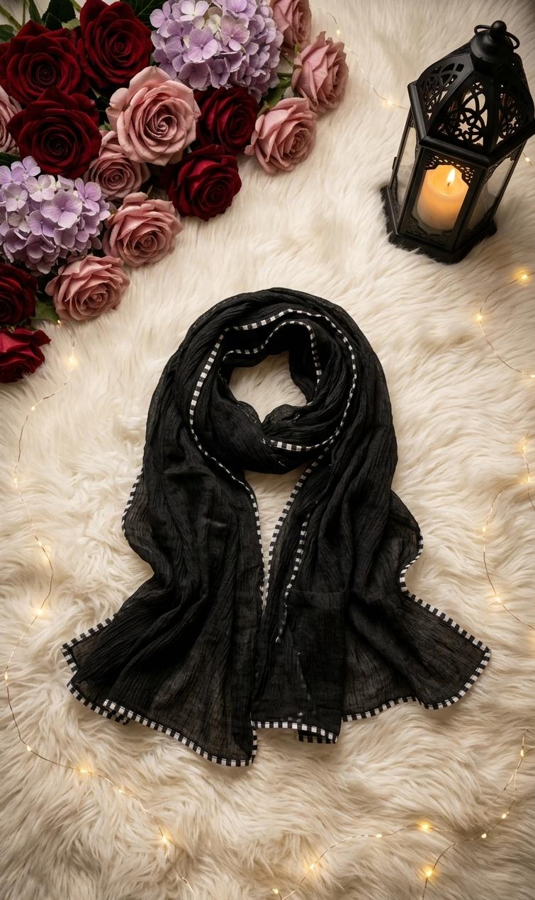 Midnight Elegance Crinkle Hijab