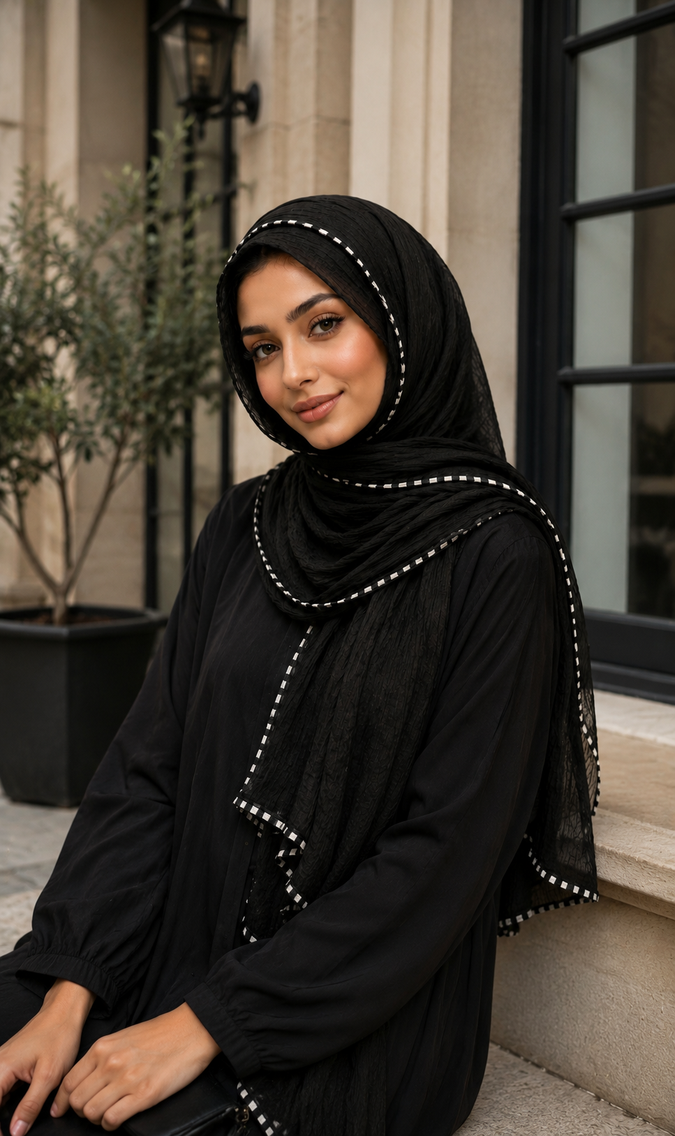 Midnight Elegance Crinkle Hijab