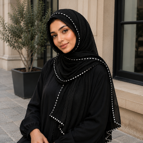 Midnight Elegance Crinkle Hijab