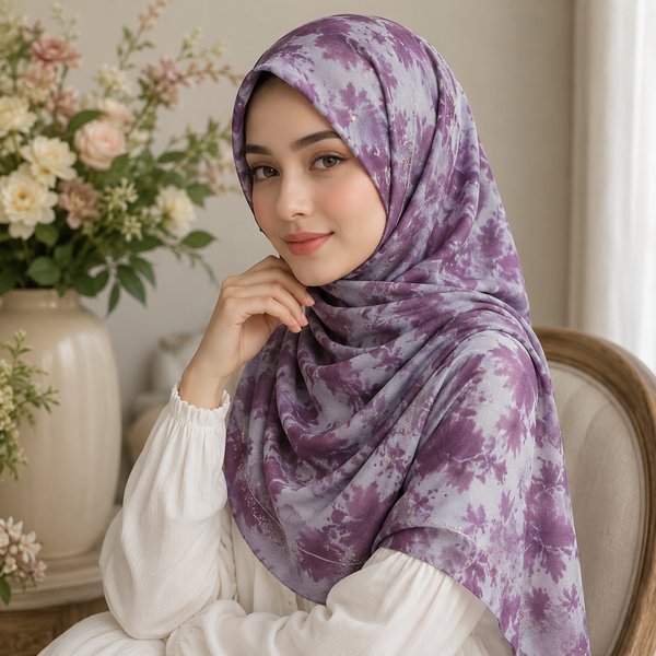 Lavender Bloom Printed Premium Hijab